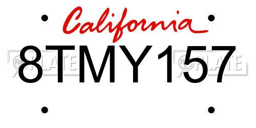 8TMY157 California License Plate