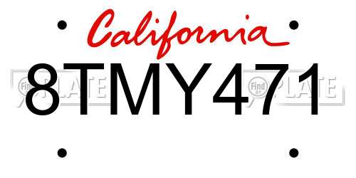8TMY471 California License Plate