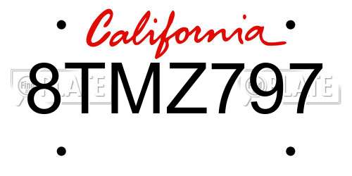 8TMZ797 California License Plate