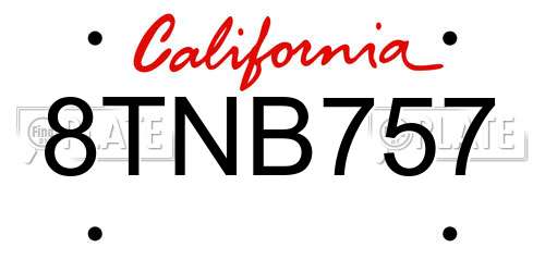 8TNB757 California License Plate