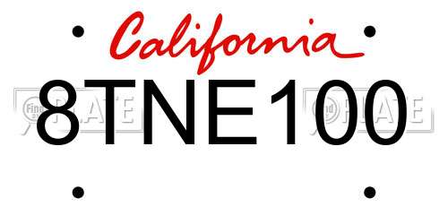 8TNE100 California License Plate