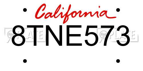 8TNE573 California License Plate