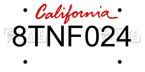 8TNF024 California License Plate