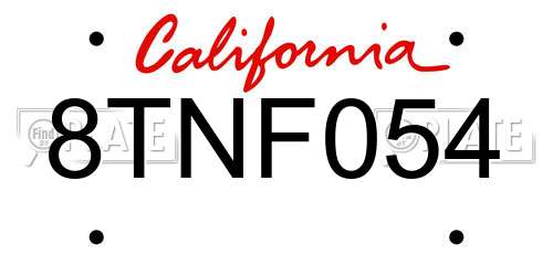 8TNF054 California License Plate