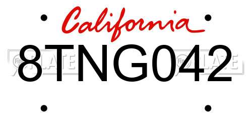 8TNG042 California License Plate