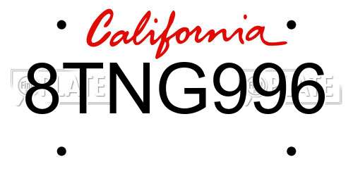 8TNG996 California License Plate