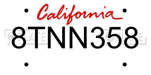 8TNN358 California License Plate