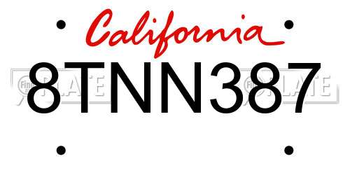 8TNN387 California License Plate