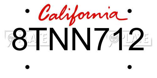 8TNN712 California License Plate