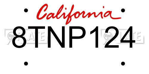 8TNP124 California License Plate