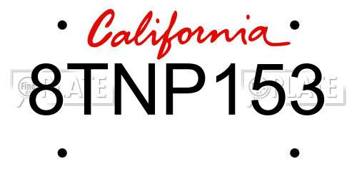 8TNP153 California License Plate