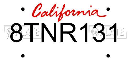 8TNR131 California License Plate