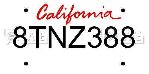 8TNZ388 California License Plate