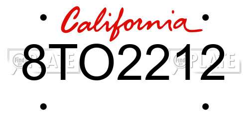8TO2212 California License Plate