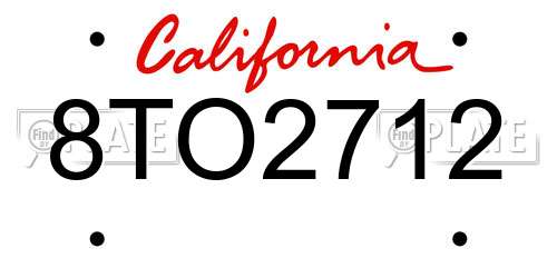 8TO2712 California License Plate