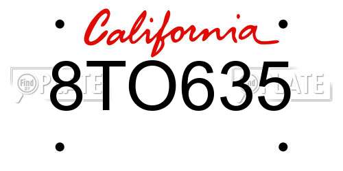 8TO635 California License Plate