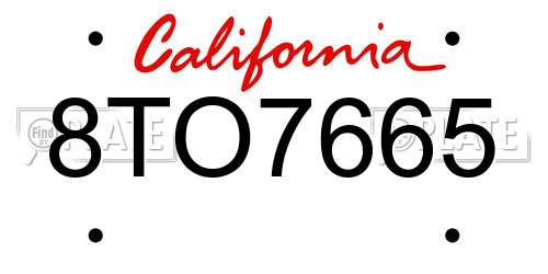 8TO7665 California License Plate