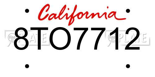 8TO7712 California License Plate