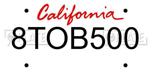 8TOB500 California License Plate