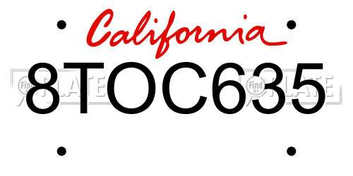 8TOC635 California License Plate