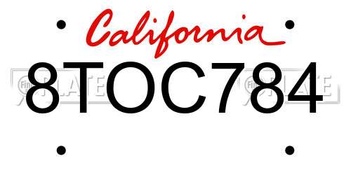 8TOC784 California License Plate