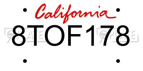 8TOF178 California License Plate