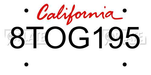 8TOG195 California License Plate
