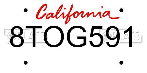 8TOG591 California License Plate