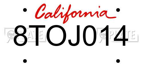 8TOJ014 California License Plate