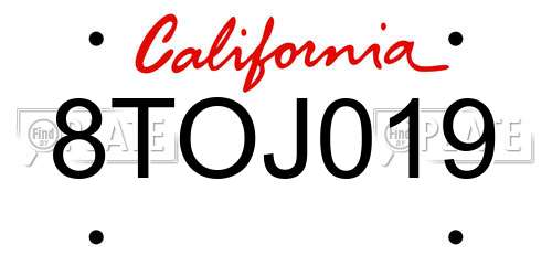 8TOJ019 California License Plate