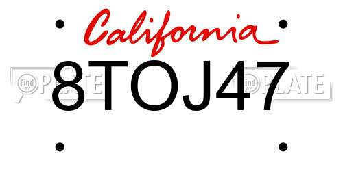 8TOJ47 California License Plate