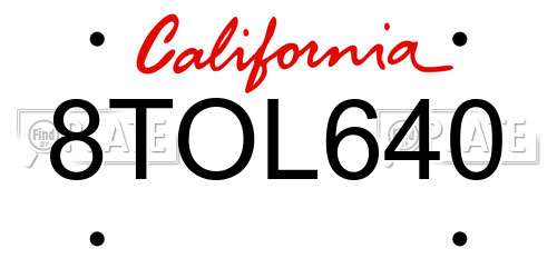 8TOL640 California License Plate