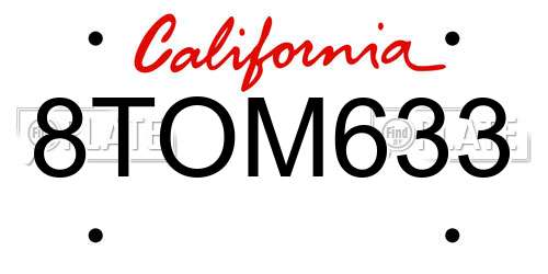 8TOM633 California License Plate