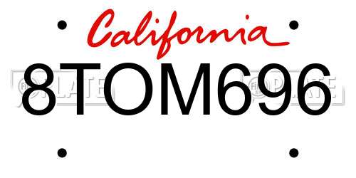 8TOM696 California License Plate