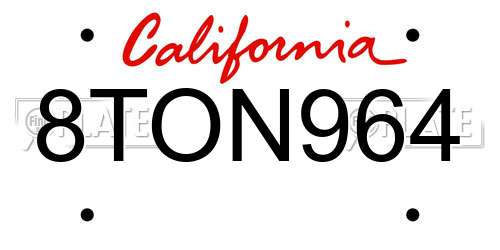 8TON964 California License Plate