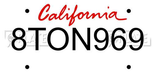 8TON969 California License Plate