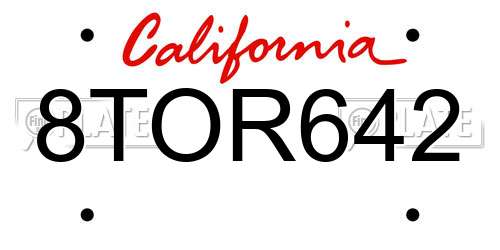 8TOR642 California License Plate