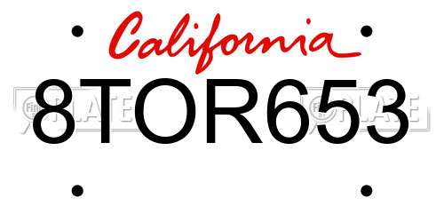 8TOR653 California License Plate