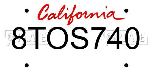 8TOS740 California License Plate