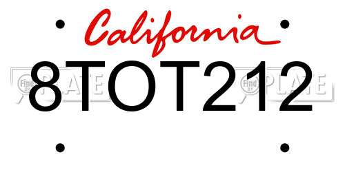 8TOT212 California License Plate