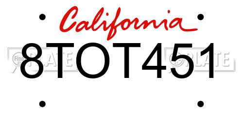 8TOT451 California License Plate