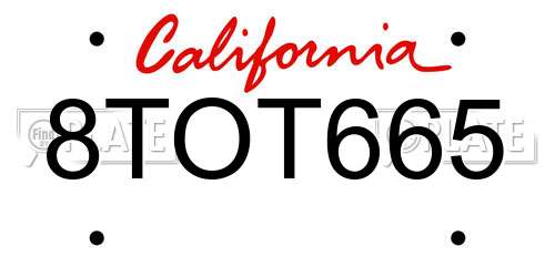 8TOT665 California License Plate