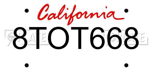 8TOT668 California License Plate