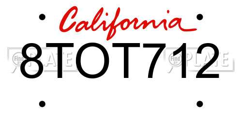 8TOT712 California License Plate