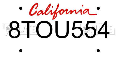 8TOU554 California License Plate