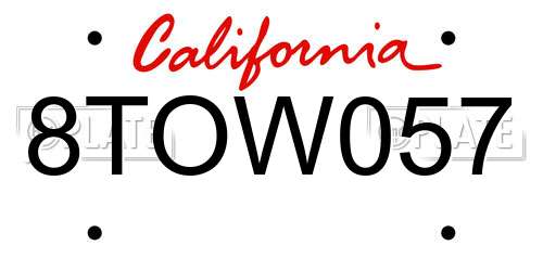 8TOW057 California License Plate