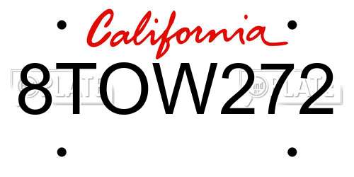 8TOW272 California License Plate