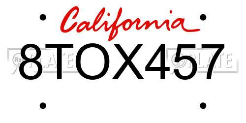 8TOX457 California License Plate