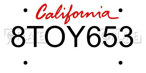 8TOY653 California License Plate