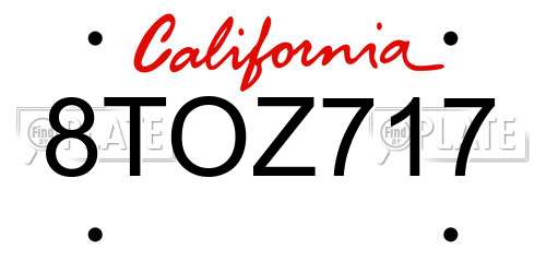 8TOZ717 California License Plate